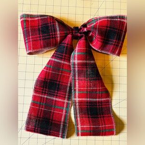 Large Plaid Bow Holiday Classic Christmas Tree Topper Wreath Garland Burlap NEW